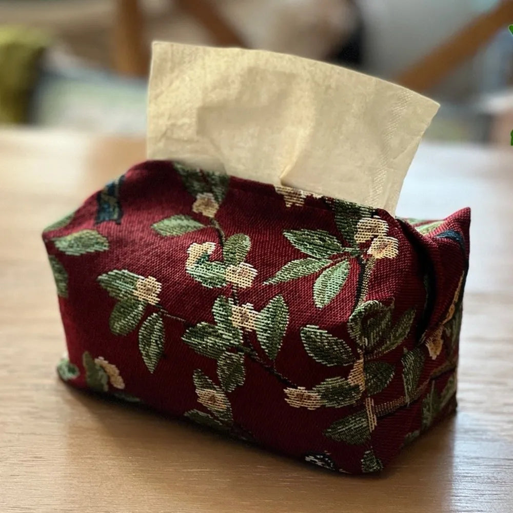 New Flower Pattern Tissue Bag Jacquard Polyester Tissue Storage Box Household Foldable Napkin Holder Oasis Select 01