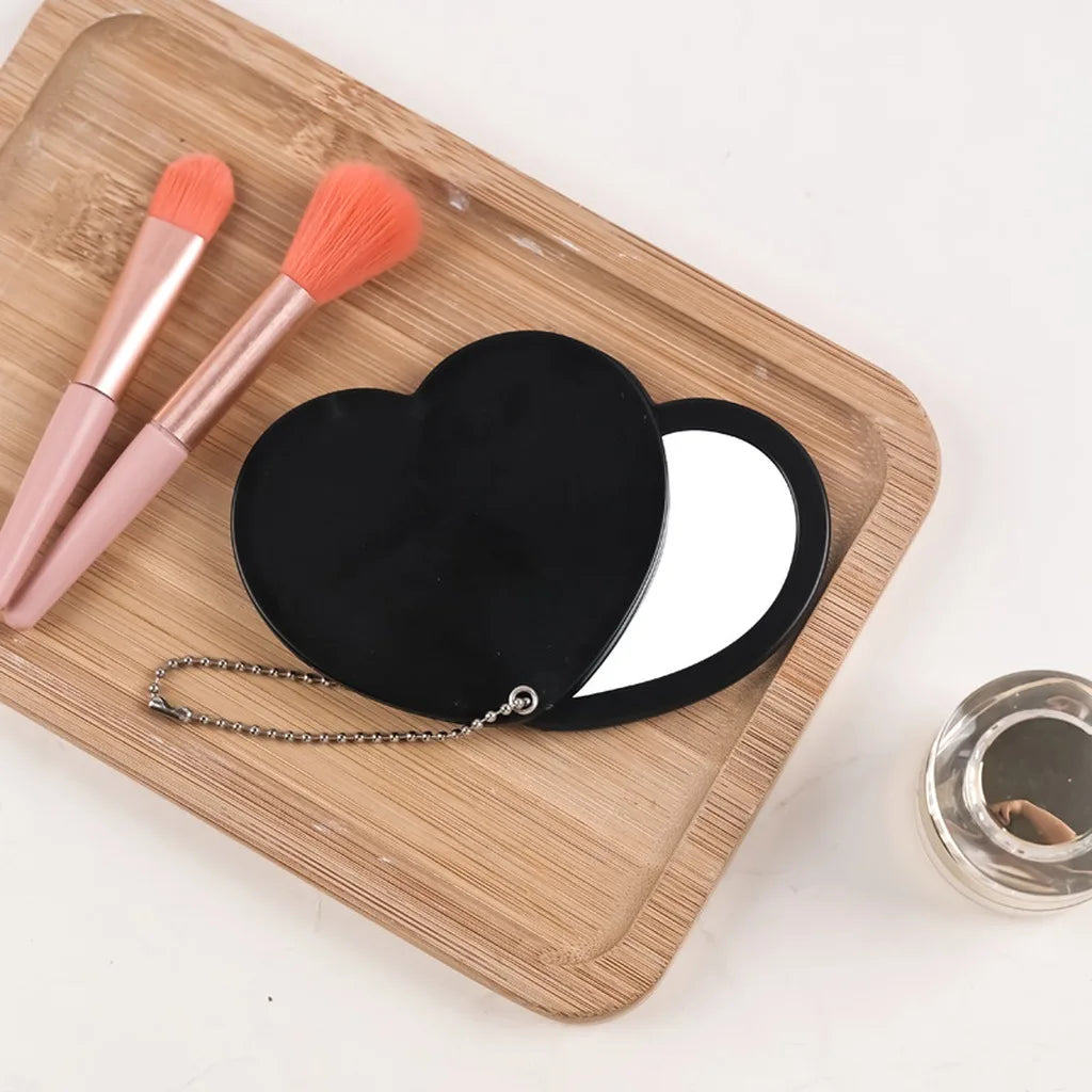 Heart Shaped Compact Makeup Mirror – Double-Sided Pocket Mirror