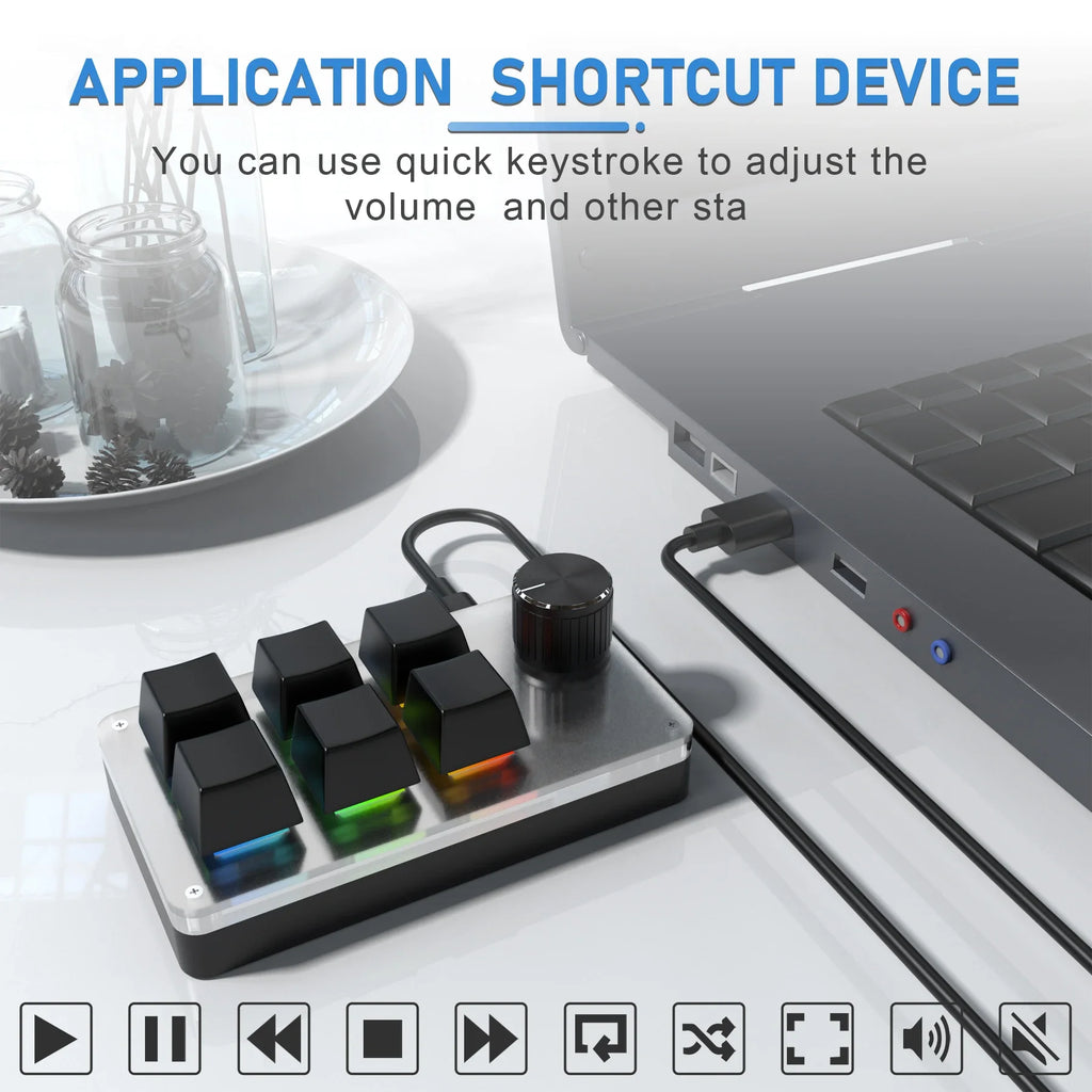 6-Key RGB Macro Mechanical Keypad with Knob – Custom Programming Macro Keypad Oasis Select