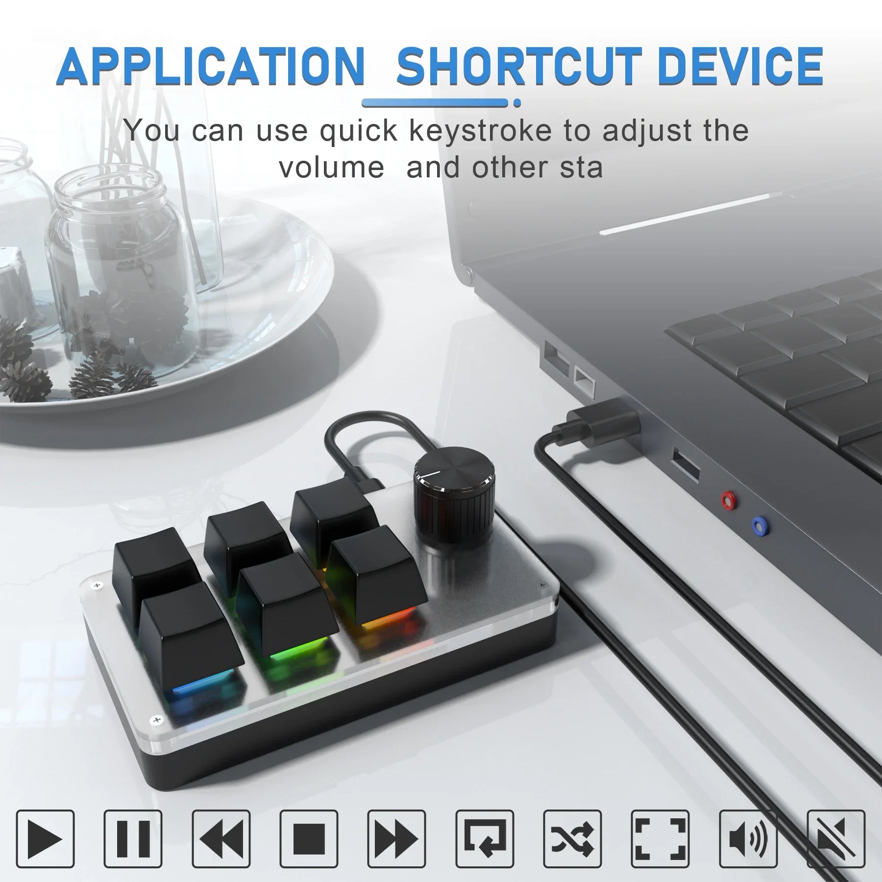 6-Key RGB Macro Mechanical Keypad with Knob – Custom Programming Macro Keypad Oasis Select