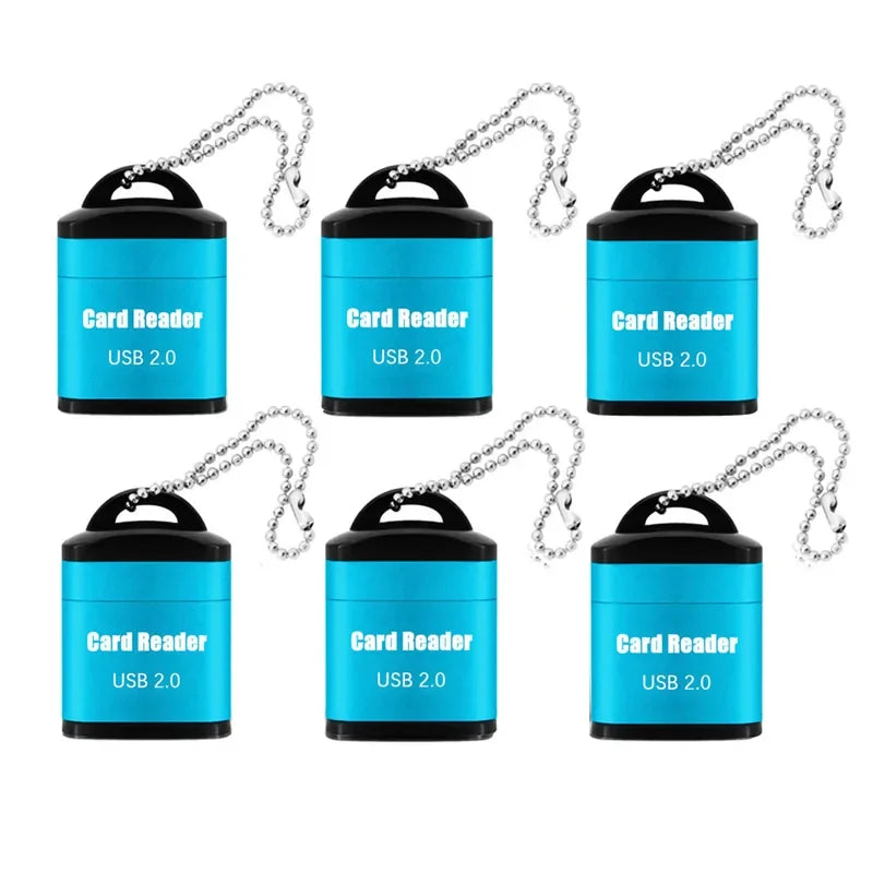 Mini High Speed USB 2.0 Card Reader TF Memory Card Adapter For Computer Desktop Laptop Notebooks USB Cartridge Oasis Select Blue 6pcs