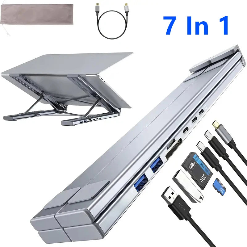 8-in-1 USB-C Laptop Stand & Docking Station | 4K HDMI Hub