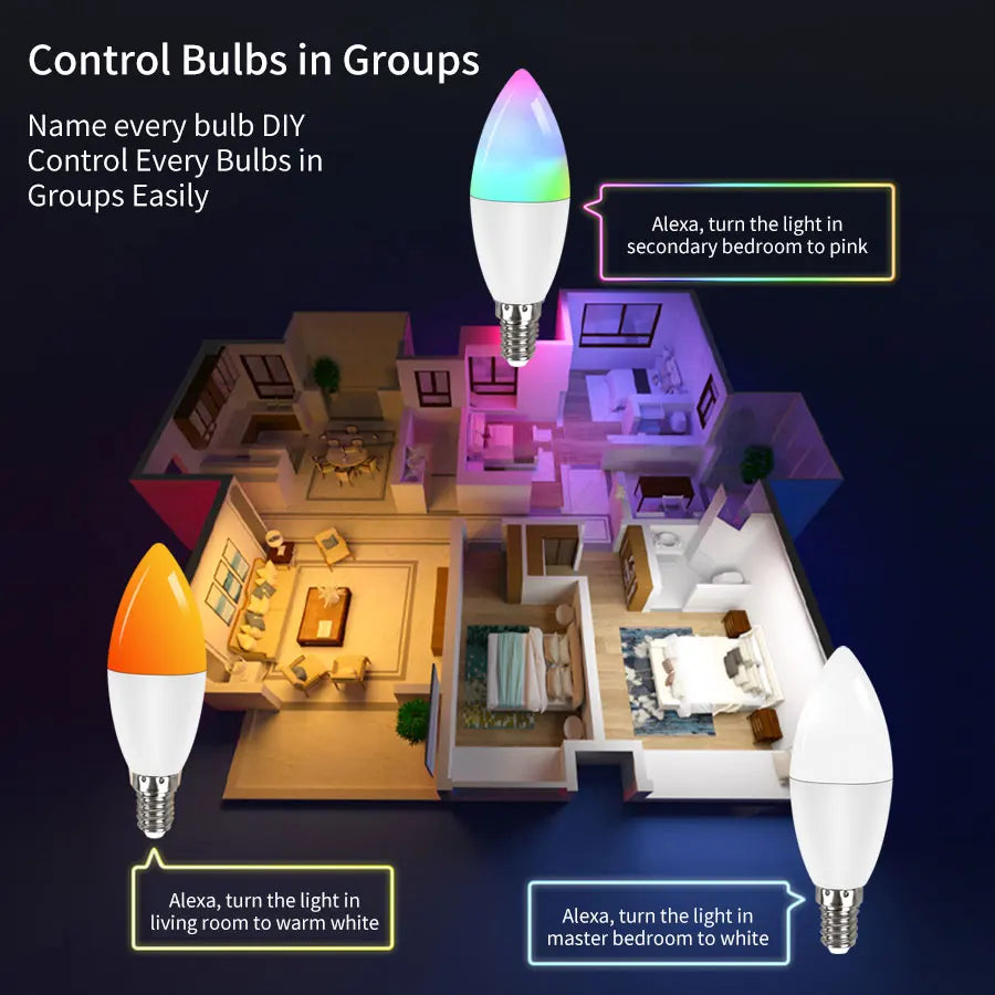 E14 WiFi Smart Candle Bulb 5W/7W/9W | Alexa & Google Home Smart LED Bulb Oasis Select