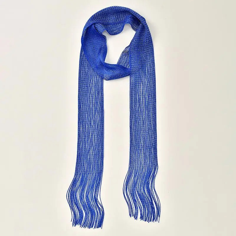 Striped Silk Scarf Women Lightweight Breathable Fashion Neck Head Scarf Daily Office Travel Beach Accessory Office Daily Wear Oasis Select Blue