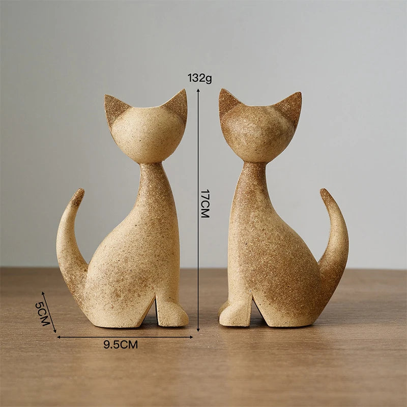 Creative DIY Painted Wooden Animal Sculptures Horse Rabbit Cat