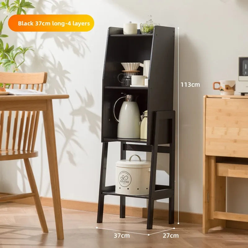 Kitchen rack Floor-to-ceiling multi-layer locker Edge storage cabinet Household multi-functional narrow gap crevice frame Oasis Select Black medium