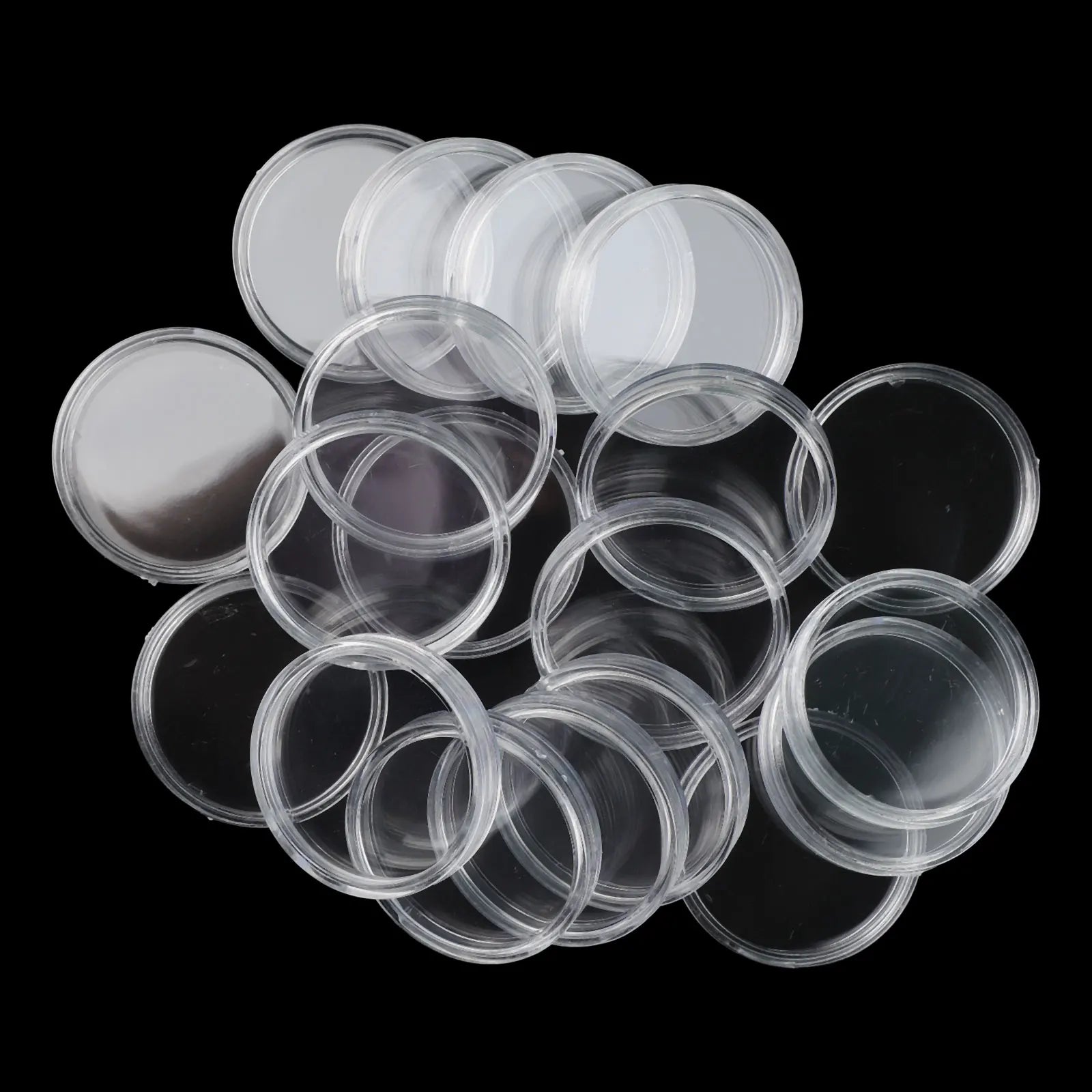 100Pcs Transparent Clear 32mm Coin Storage Boxes Collection Holder Containers Gifts Capsules Portable DIY Round Coin Holder Oasis Select