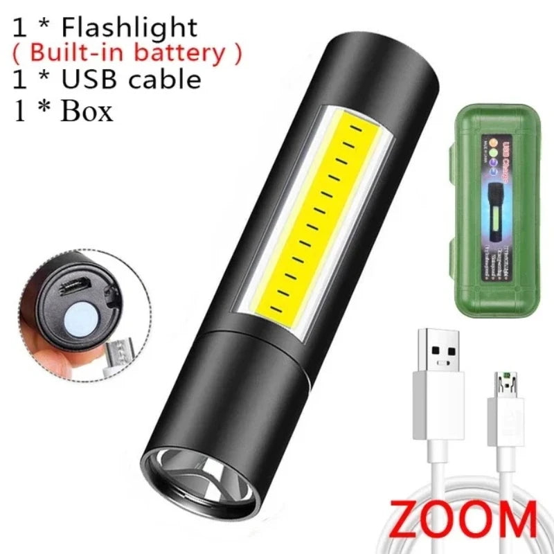 1/2PCS Christmas Lighting LED Flashlight Portable Torch Charging Camping Lantern Zoomable Focus Pocket Light 3 Modes Flashlight Oasis Select 1PCS with Box