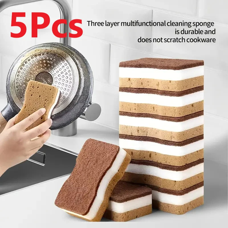 2-20Pcs Three-Layer Seaweed Cleaning Sponges Dishwashing Sponges High-Quality Kitchen Cleaning Cloths Kitchen Cleaning Brushe Oasis Select 5Pcs
