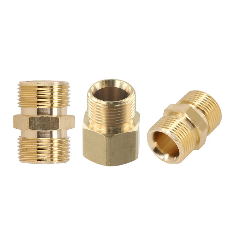 Brass Pipe Hex Nipple Fitting Quick Adapter M22 14mm Or 15mm Male Thread Connection Coupler For High Pressure Washer Gun Hose Oasis Select