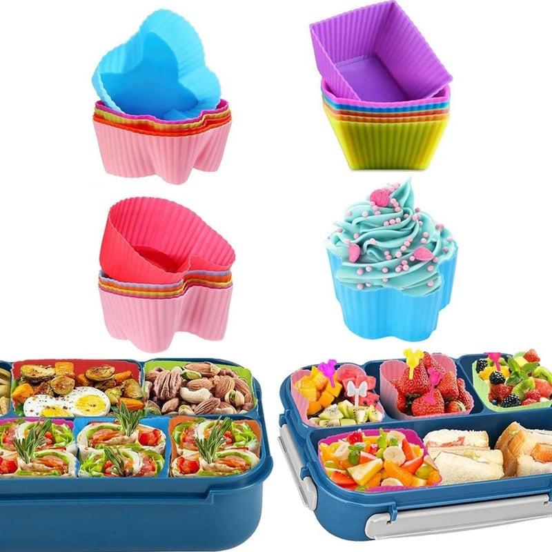 8 Pcs Silicone Lunch Box Dividers, Multi-use Baking Tools, Food Separator for Kids Students Bento Box & Cake Molds Oasis Select