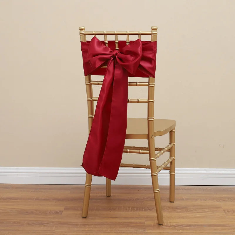 17 x 275 cm Chair Cover Bow Chair Sash Chair Ribbon for Wedding Party Event Banquet Chair Decoration Oasis Select Wine Red