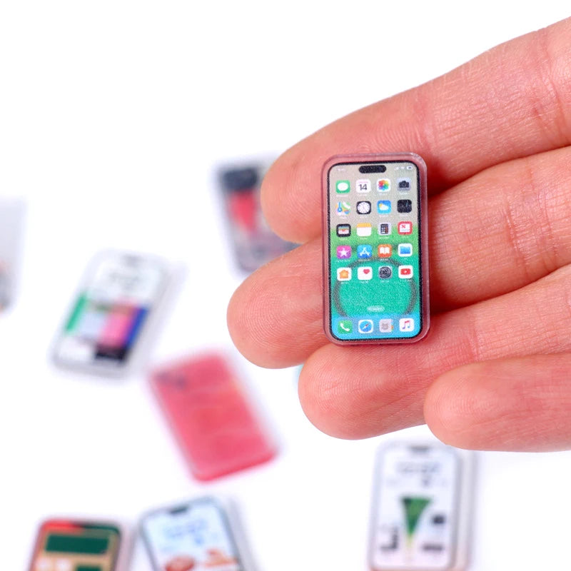 5Pcs 1:12 Dollhouse Miniature Mobile Phone Simulation Smartphone Model Kids Pretend Play Toys Oasis Select
