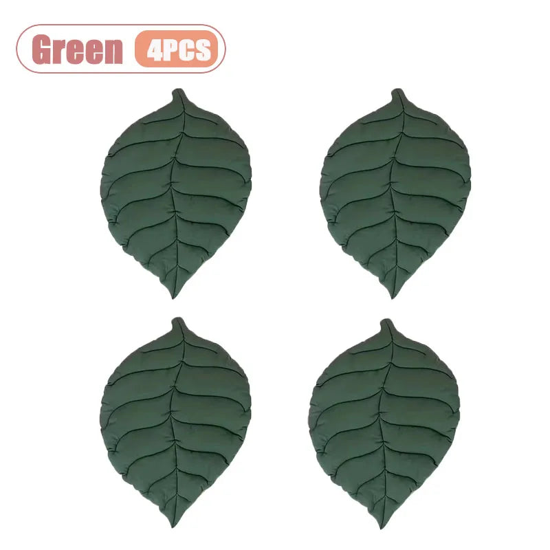 1-8PCS Thick Cotton Leaf Shape Pet Mat Cat Bed Dog Crate Pad for Cage Soft Washable Anti Slip Floor Mat for Puppy Kitten Oasis Select Green-4PCS