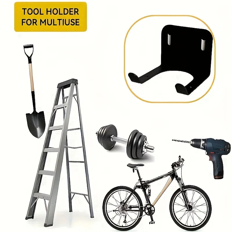 Black Metal Tool Storage Hook with Ventilation Slots, - Easy-to-Install Garage Organizer for Lawn Mowers and Branch Trimmers Oasis Select