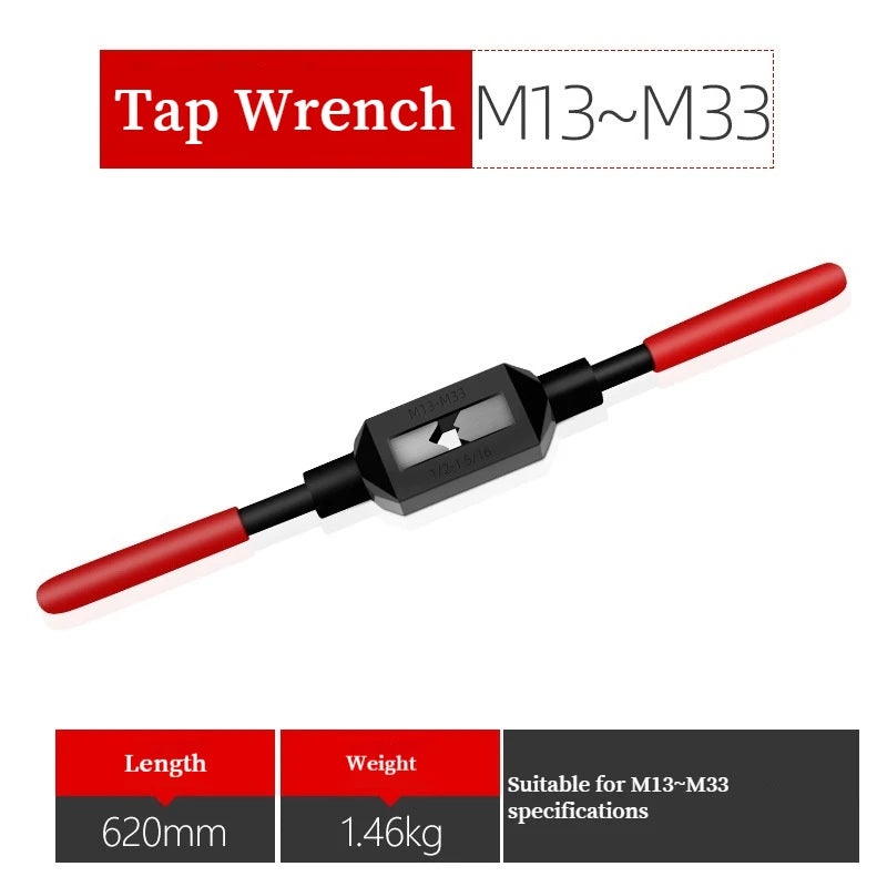 JUSTINLAU M1-M33 Metric Tap Ultra Hard High Carbon Steel Wire Cone Reamer Manual Threading Tool with Adjustable Tap Wrench Handl Oasis Select M13-M33