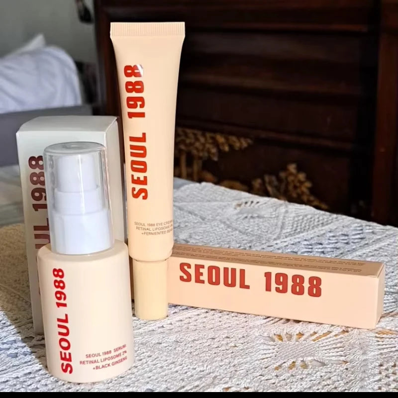 Seoul 1988 Retinol Ginseng Eye & Face Cream Serum Set Firming Moisturizing Diminish Lines Wrinkles Skin Care Essences Oasis Select