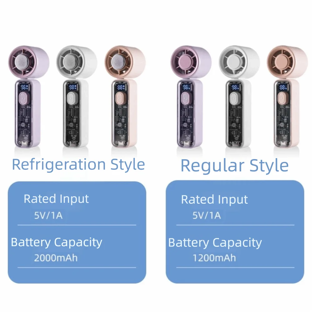 Digital Display Refrigeration Electric Fan High Wind Speed Quiet Operation Personal Cooling Fan Ice Cool Function Portable Oasis Select