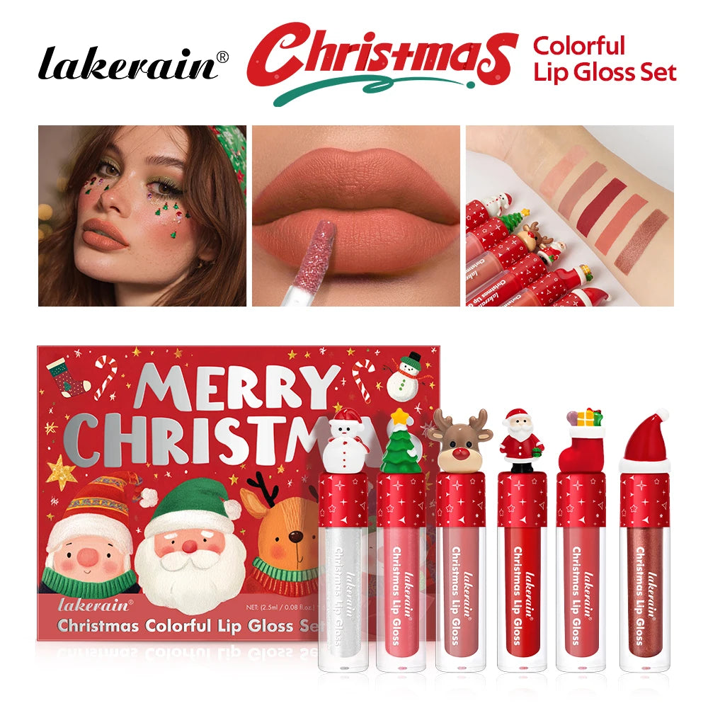 Lakerain Christmas Lip Gloss Set Long Lasting Moisturizing Waterproof Portable Travel Kit Ideal Thanksgiving Christmas Gift Oasis Select