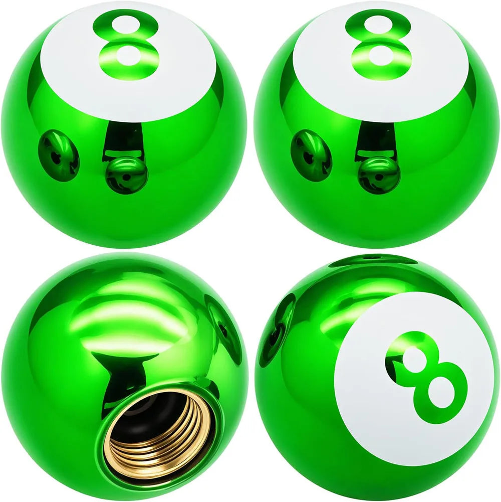 Copper Core Dustproof Tire Valve Stem Covers Pool 8 Ball Style Tire Valve Stem Caps for Cars, SUV, Trucks, Bikes, Motorcycles Oasis Select Green