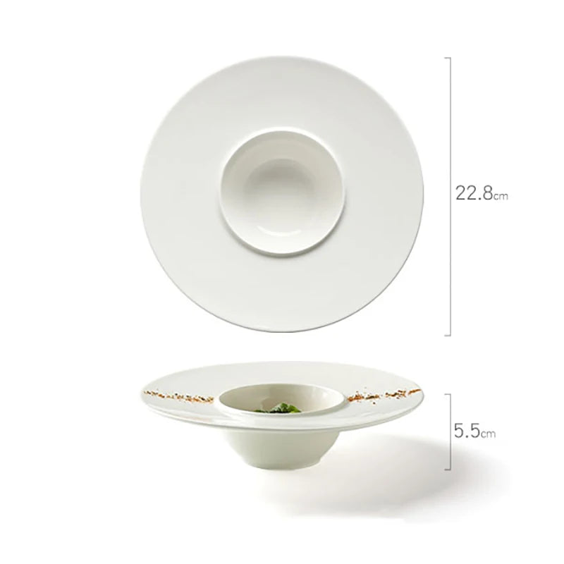 Round Ceramic Dinner Plate Cooking Dishes Soup Basins Home Kitchen Solid Color Tableware Salad Snack Dessert Tray Oasis Select dinner plate