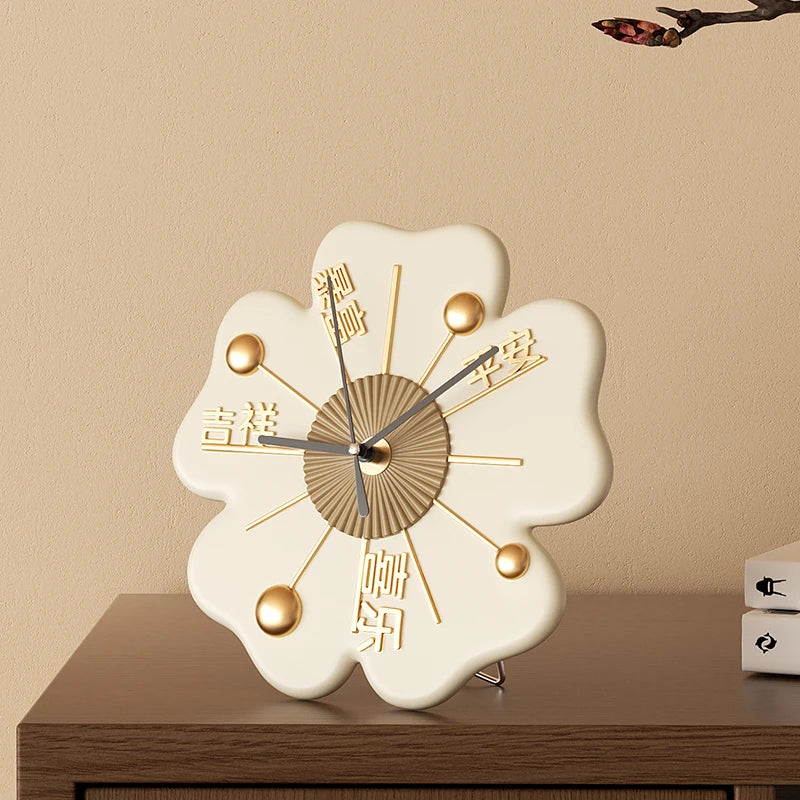 Lucky Flower Clock Ornament Entrance Hall Desktop Home Living Room Entrance Hall Bedroom Clock Decoration Table Clock Oasis Select