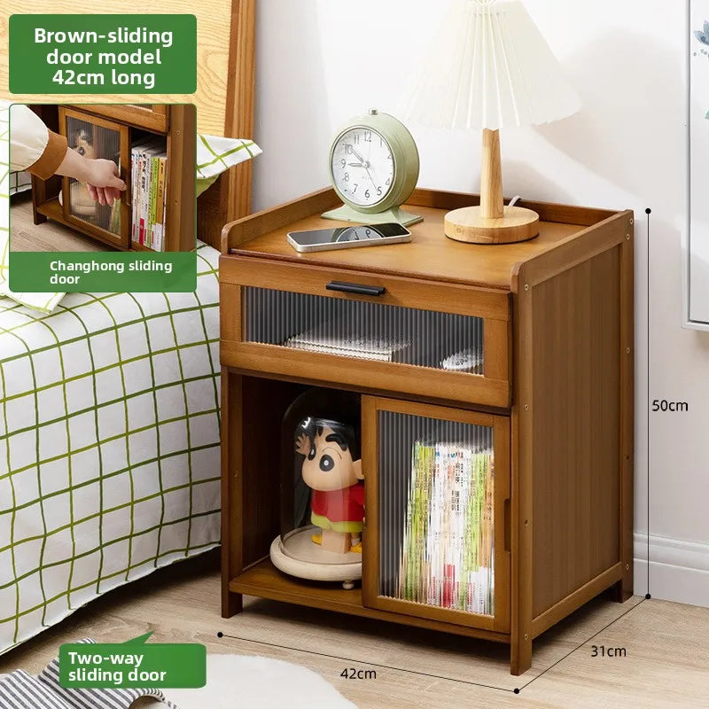 Bedside table Simple solid wood small cabinet Light luxury storage cabinet Bedroom bedside simple Nordic European modern mini Oasis Select Single draw brown