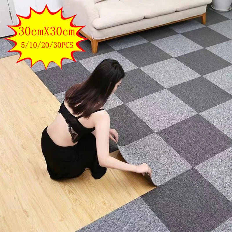 30x30cm DIY Modern Carpet Self-adhesive Anti Slip Block Fully Spread Floor Mat Bedroom Study Office Can Be Cut Oasis Select
