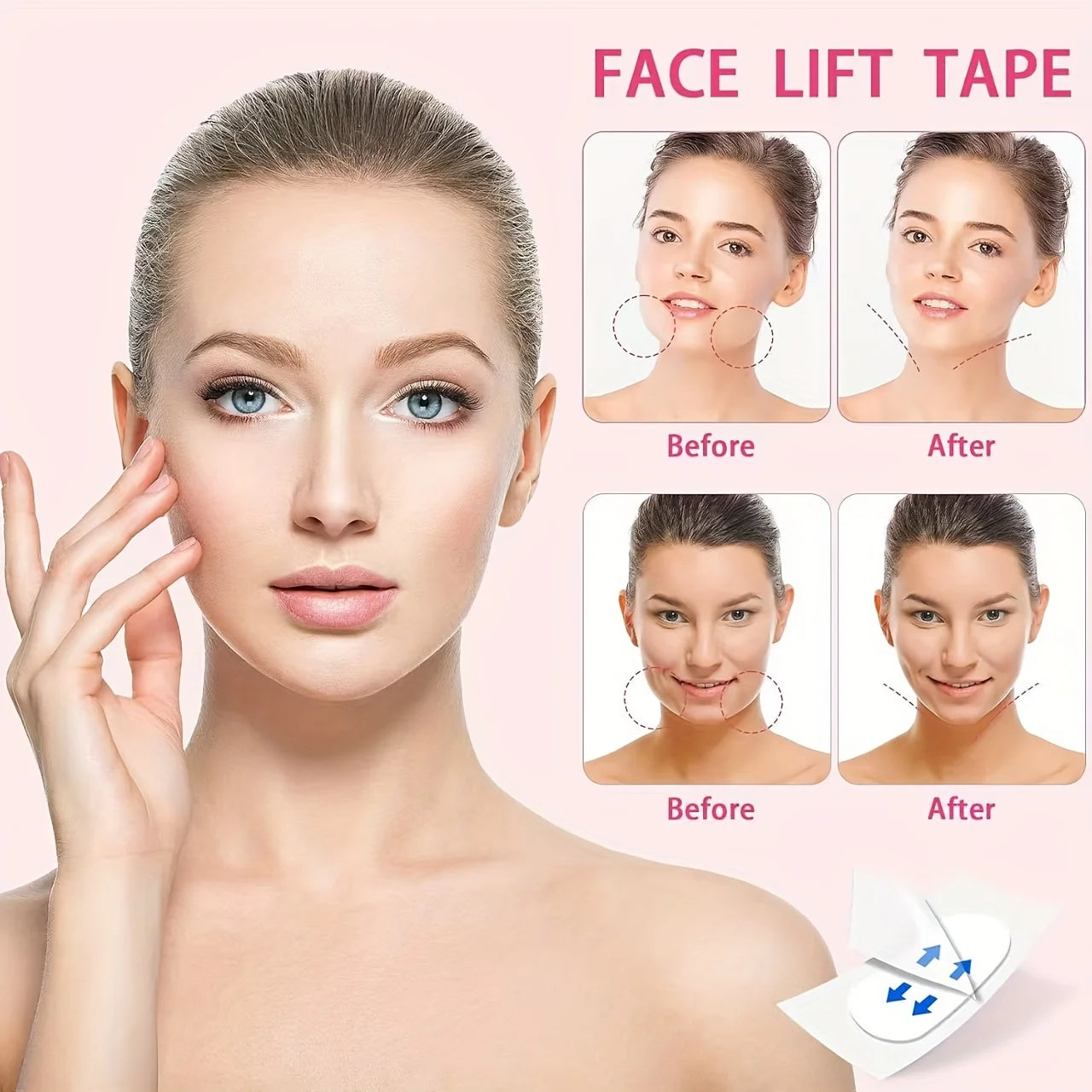 180/100pcs - Facial Tape Lift Invisible Patch, Suitable for Wrinkles, Chin, Neck, V-Shaped Lift Sticker, Instant Makeup Strips Oasis Select