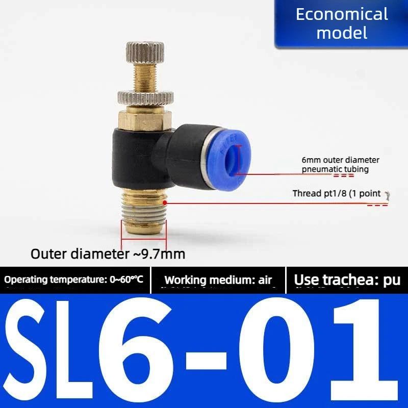 Quick Connect Pneumatic Connector "1/8" 1/4 "3/8" 1/2 M5 Air Speed Throttle Valve Regulating SL 4 6 8 10 12mm Valve Oasis Select Blue SL6-01