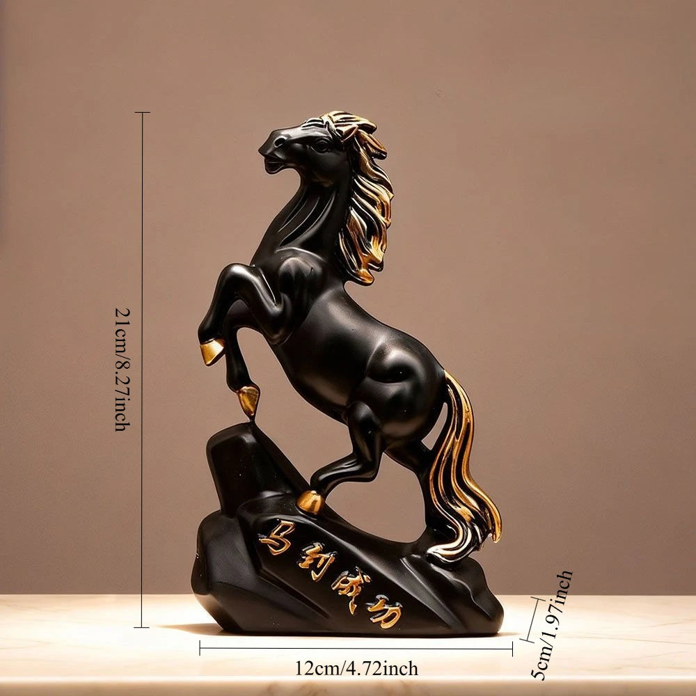 2026 Chinese Zodiac Horse Decoration Home Decor Craft Living Room TV Cabinet New Chinese Style "Horse to Success" Ornament Oasis Select Small black