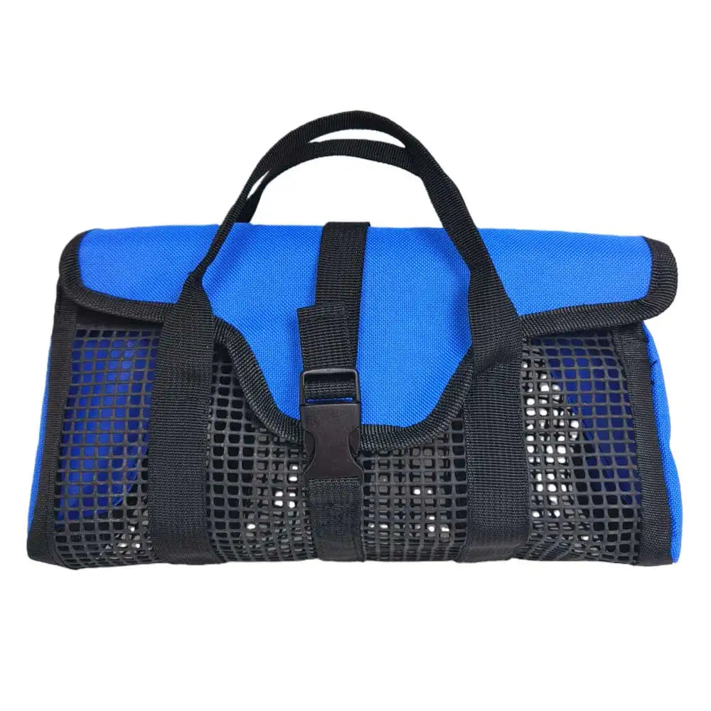 Heavy Duty Kayak Fishing Mesh Net Gear Bag Multi-Pool Tackle Organizer Storage Bag for Holds Fishing Pliers Reels Tools Lures Oasis Select blue
