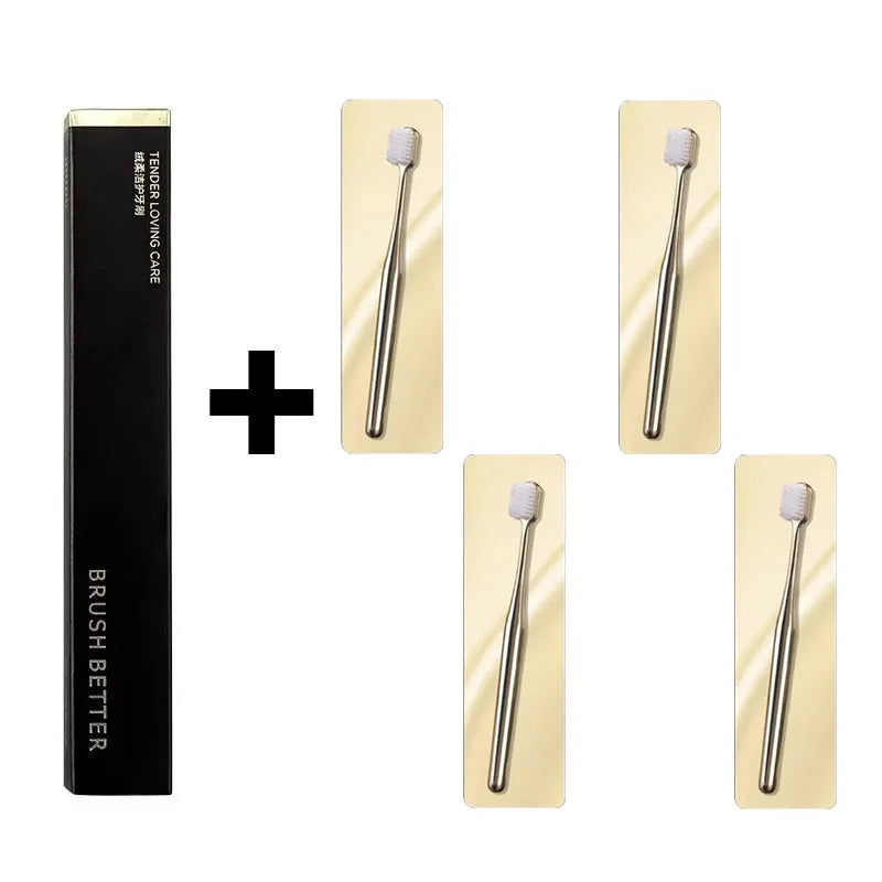 1/2/3/4pcs Advanced Luxury Adult Soft Bristle Manual Toothbrush Sensitive Gum Deep Cleaning Family Oral Care Travel Portable Oasis Select 4pcs Gold white