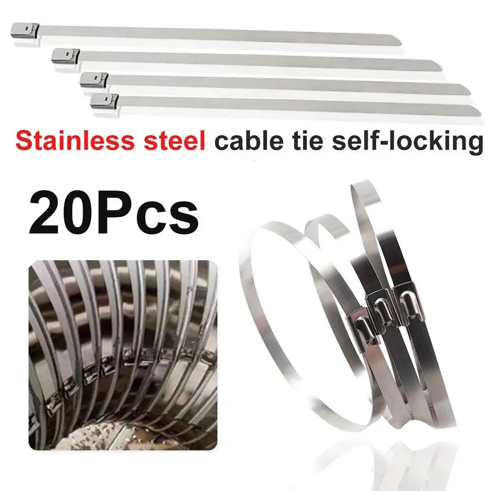 Silver Heavy Duty 304 Stainless Steel Cable Ties Tight Self-Locking Cable Zip Tie 4.6mm Exhaust Wrap Locking Ties Multi-Purpose Oasis Select