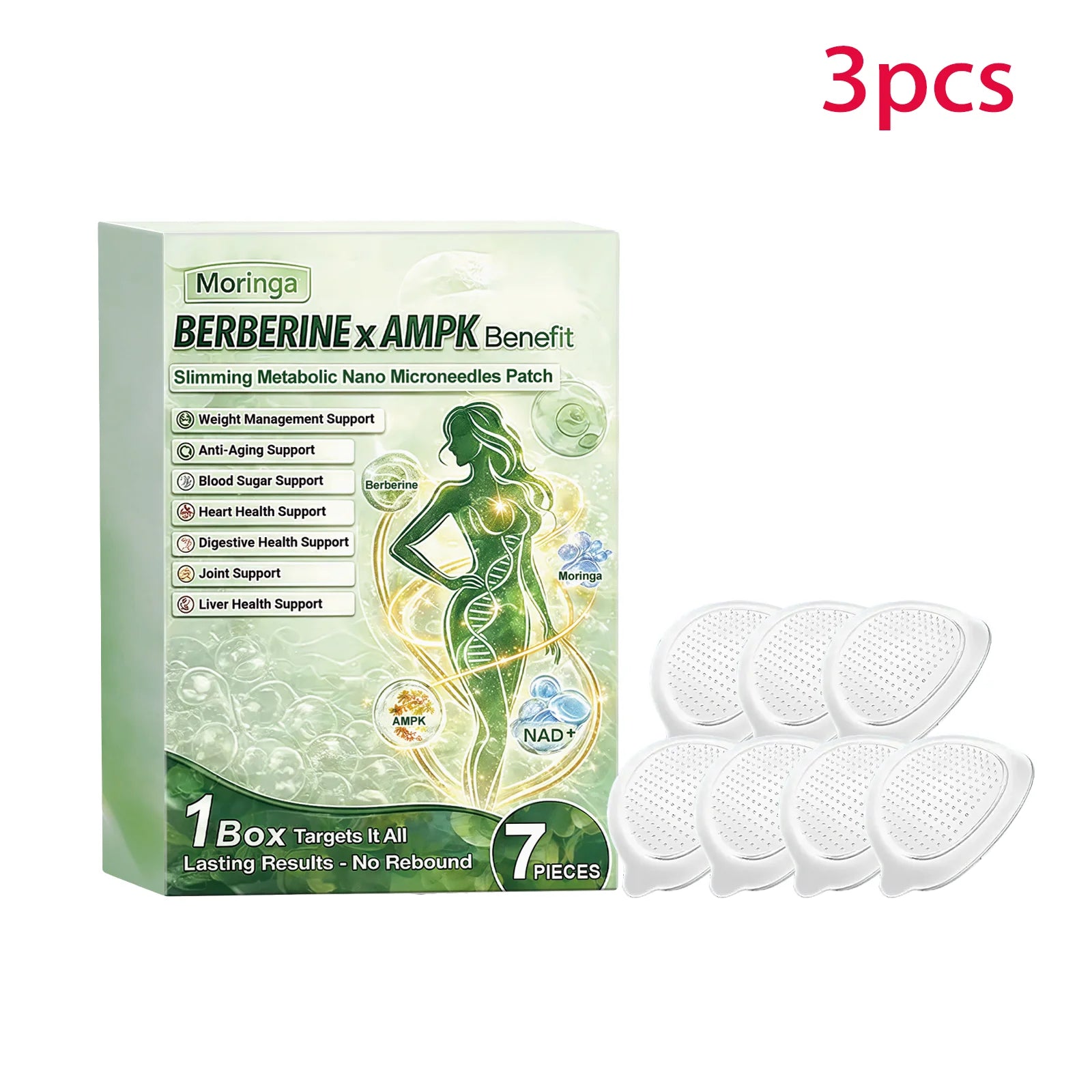 Berberine AMPK NAD+ Nano Microneedle Patch Moringa Body Care Patch Gentle Skin-Friendly Breathable Body Maintenance Comfortable Oasis Select 21pcs