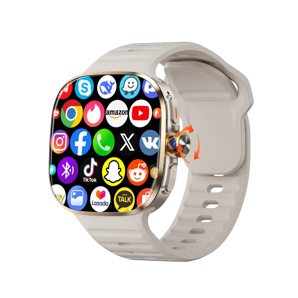 M99 Mini Android 13.0 Smart Watch 2.2inch Smartwatch With Touch ID Fingerprint recognition GPS WIFI Sim Card Slot Rotary Camera Oasis Select M99 Silver 8GB 128GB