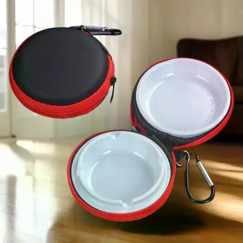 Compact EVA Keychain Ashtray with Portable Pouch, Anti-smog Solution for Vehicle and Travels Oasis Select