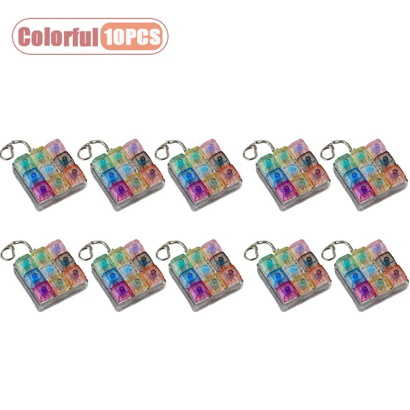 1-20PCS 9 Keys Mechanical Switch Tester Keychain Fidget Clicky Stress Relief for Keyboard Enthusiast Gamer Desk Decor Oasis Select Colorful-10PCS