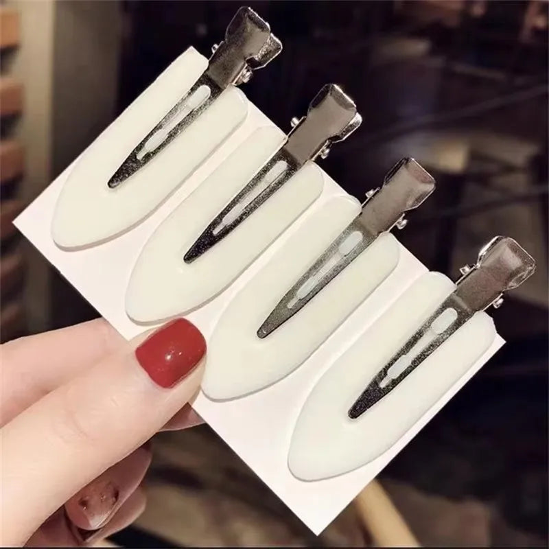 4/8/12pcs No Bend Seamless Hair Clips Side Bangs Barrette Makeup Washing Face Accessories Women Girls Styling Hairpins Oasis Select White-4pcs
