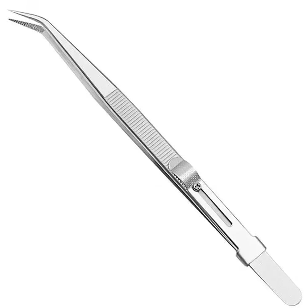 Stainless Steel Diamond Jewelry Tweezers Gemstone Pincette with Adjustable Antislip Lock Electronic Component Tweezer Hand Tools Oasis Select Bent