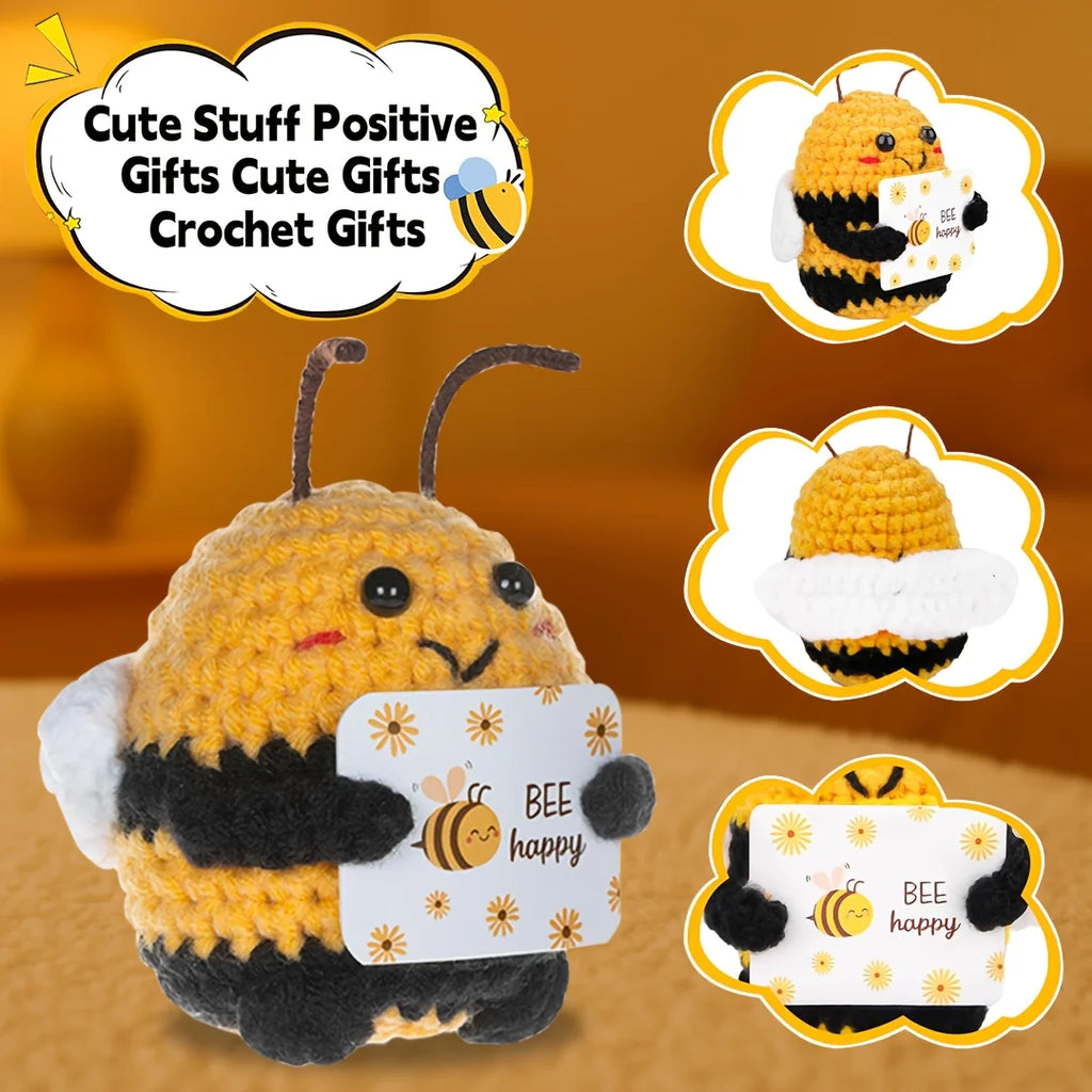 DIY Hand-Knit Positive Bee: An Inspiring Energy Doll. Ideal for Keychains, Bags, Or Home Decor. Oasis Select