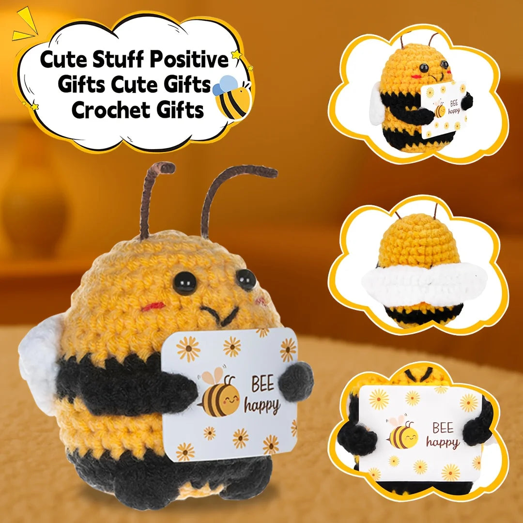 DIY Hand-Knit Positive Bee: An Inspiring Energy Doll. Ideal for Keychains, Bags, Or Home Decor. Oasis Select