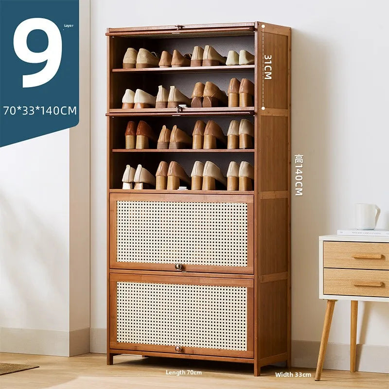 Imitation rattan woven shoe cabinet, simple shoe rack at the door of the home, economical storage, multi-layer dust-proof Oasis Select Nine floors 70 long