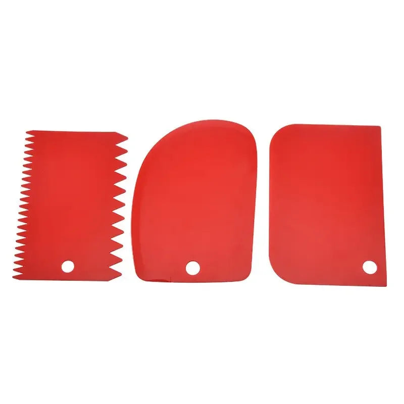 3-Piece Plastic Dough Scraper Set – Baking & Cake Decorating Dough Scraper Set Oasis Select Red
