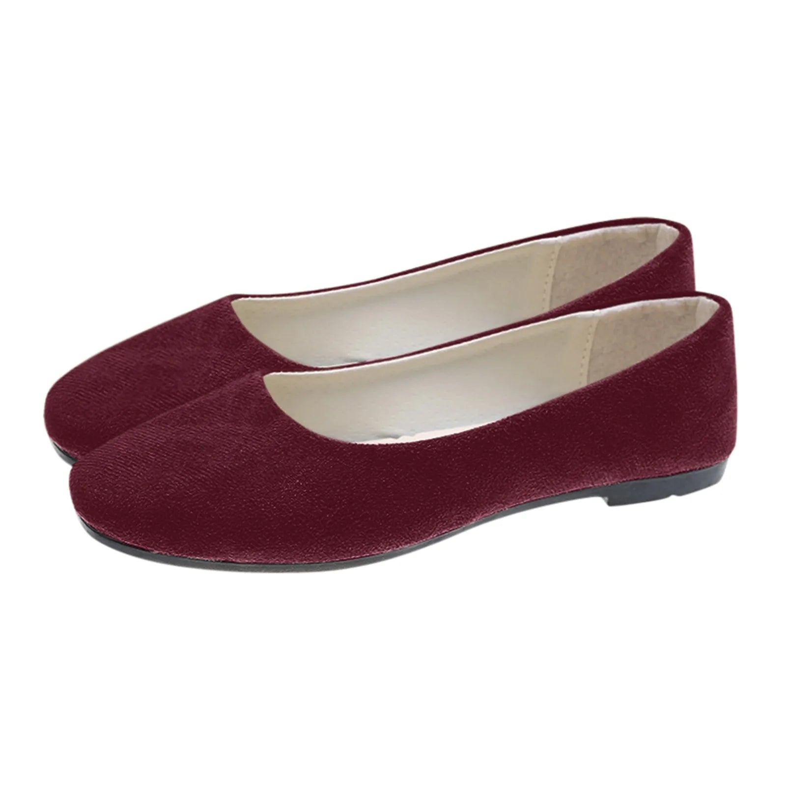 Woman Flats Casual Round Toe Cute Flats Flock Mocasines Ballerina Church Flats Female Suede Elegant Soft Sole Mom Shoes Oasis Select 36 Wine