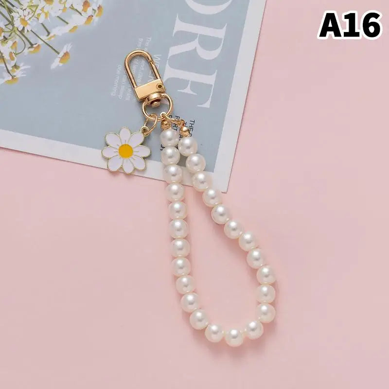 Pearl Flower Keychain Charm – Beaded Bag & Phone Pendant Keychain Charm Oasis Select A16