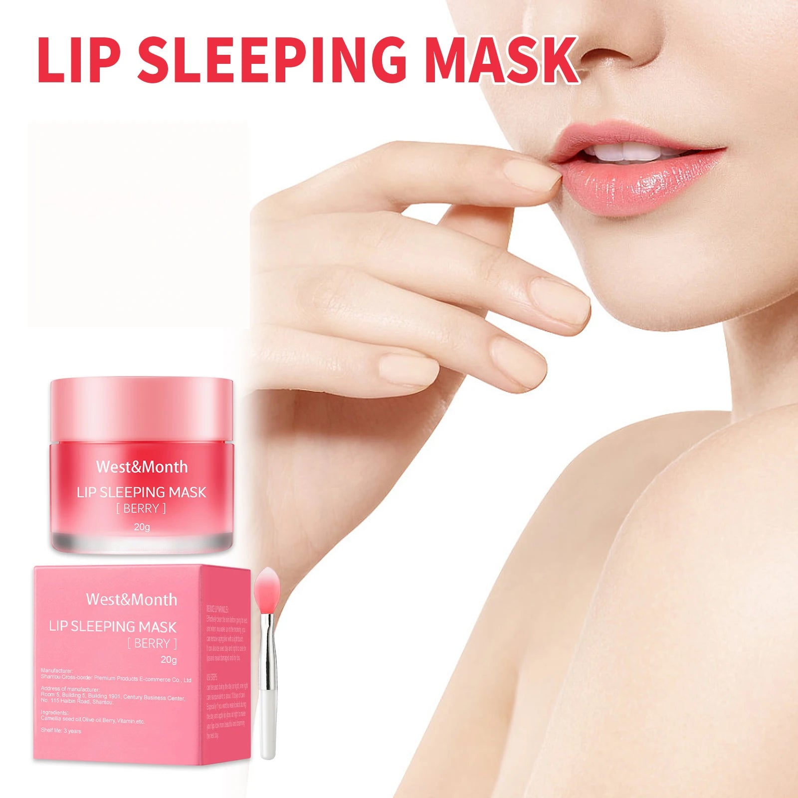 WEST MONTH Berry Lip Sleeping Mask – Moisturizing Lip Balm 20g Lip Sleeping Mask Oasis Select