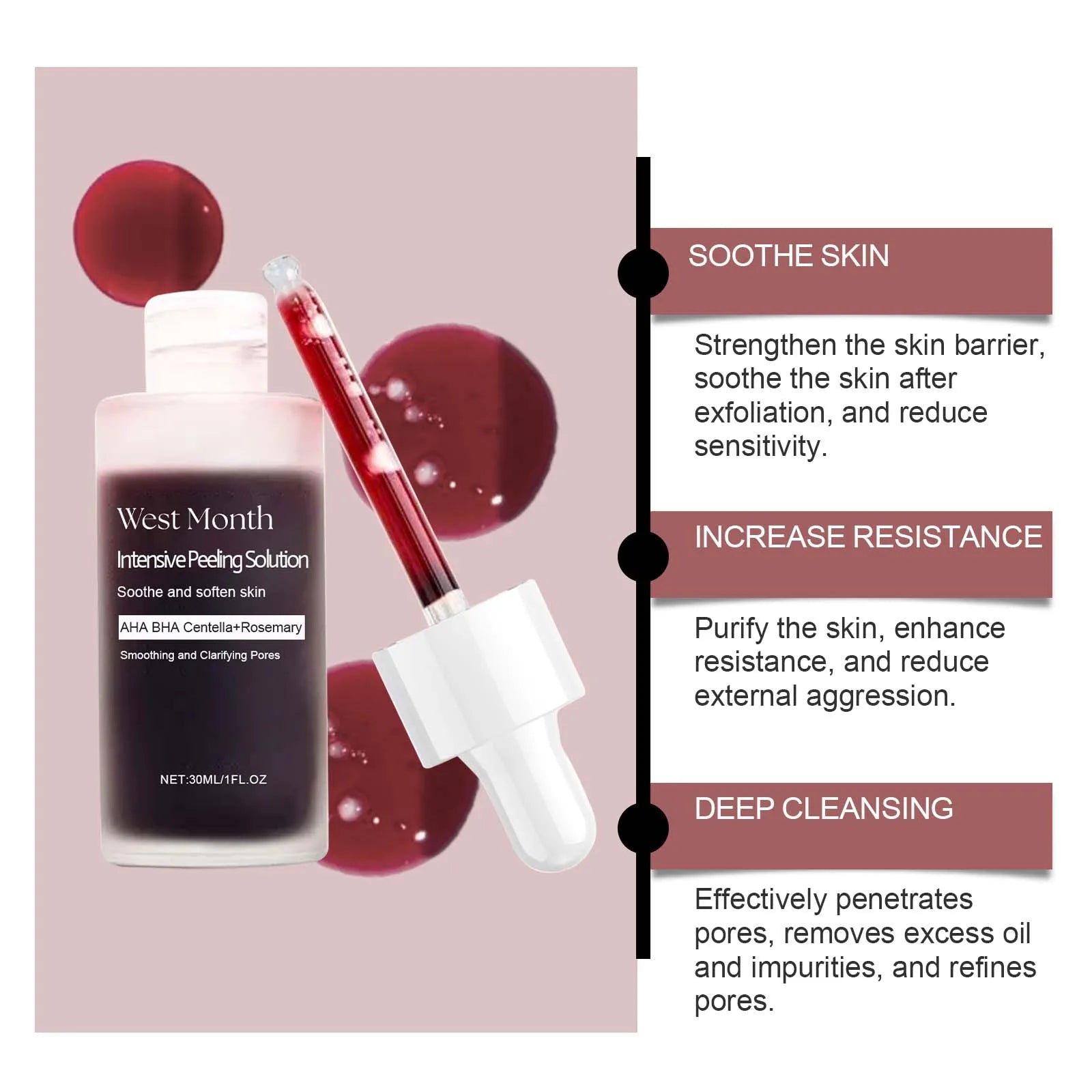 Exfoliating Facial Serum AHAs Anti-Acne Exfoliating Repair Pore Tightening Moisturizing Salicylic Acid Facial Skincare Oasis Select