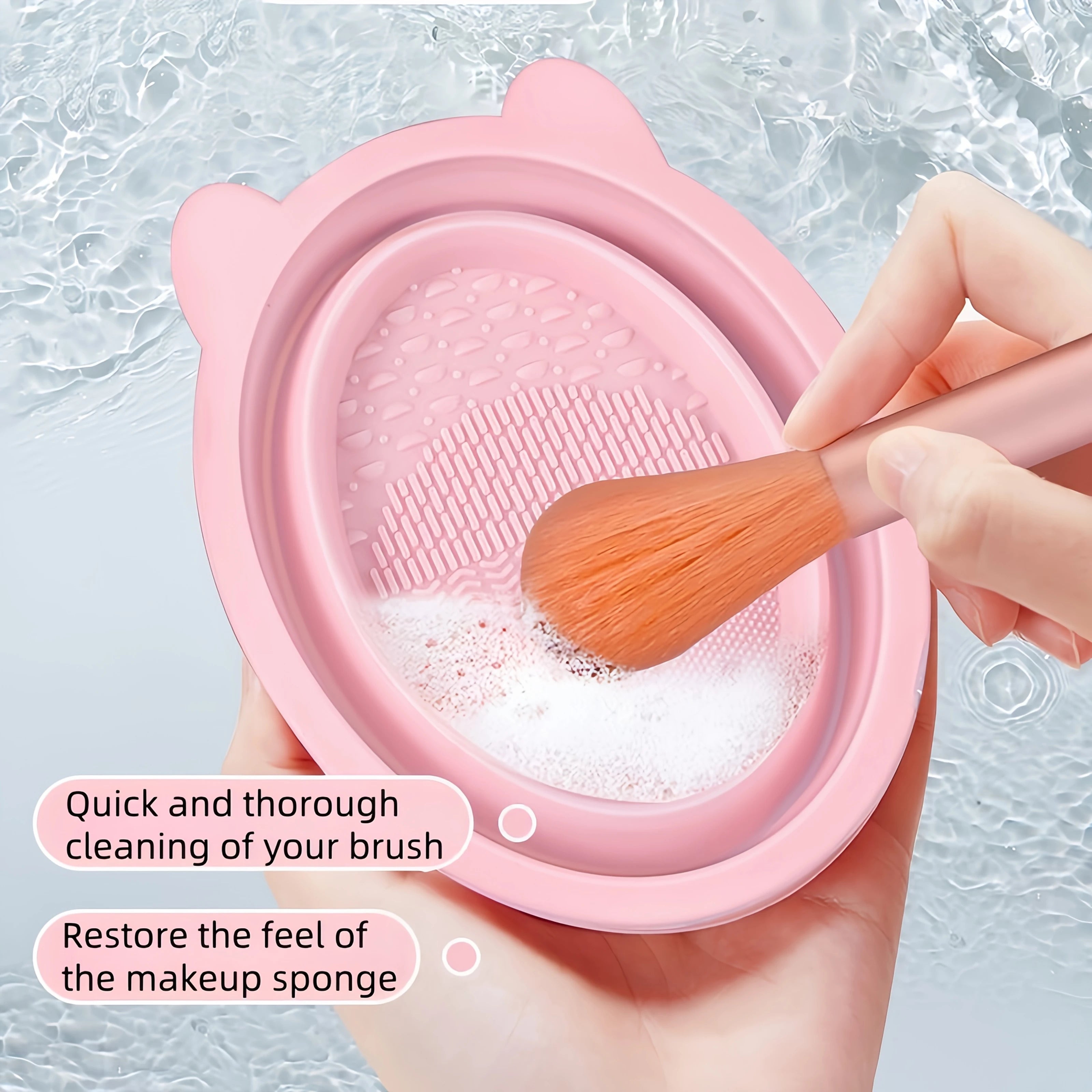 Makeup Brush Cleaner Silicone Pad | Brush Wash Mat Bowl | Foldable Cosmetic Brush Scrubber | Portable Makeup Tool | Deep Clean T Oasis Select