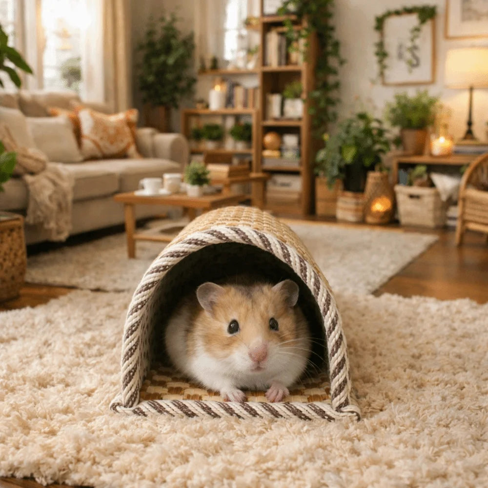 Scratch Resistant Hamster Cool Nest Wear Resistant Weave Pet Cave Nest Cooling Mat Breathable Hamster Rest Shelter Summer Oasis Select